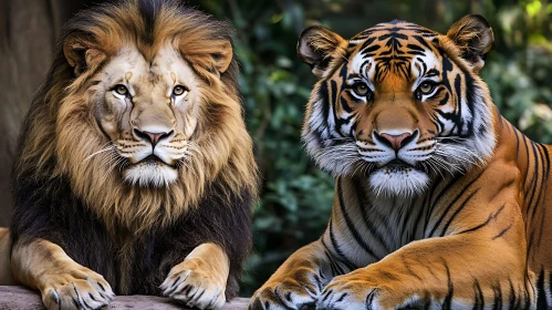 Majestic Lion and Tiger Together