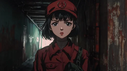 Moody Anime Girl in Industrial Setting