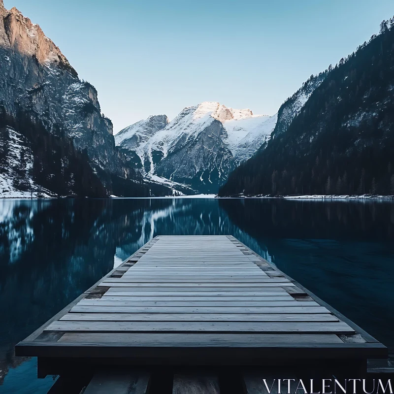 Still Waters, Snow-Capped Peaks AI Image