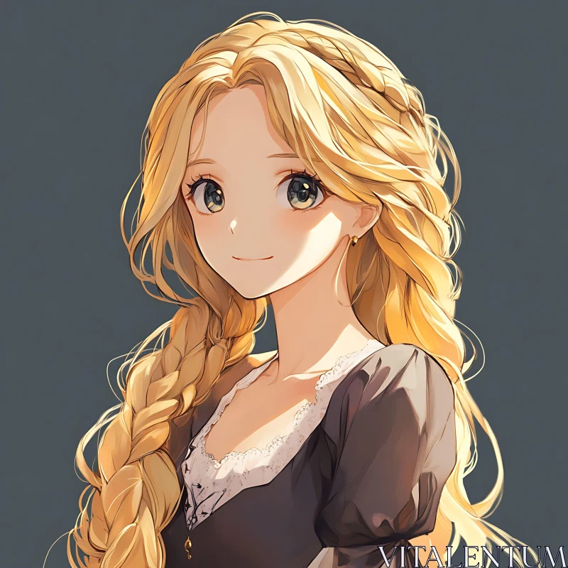 Blonde Anime Girl with Braids AI Image