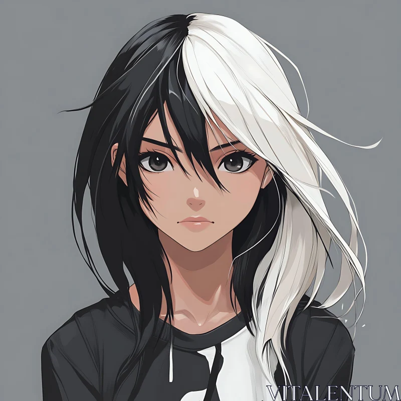 Contrast Hair Anime Portrait AI Image