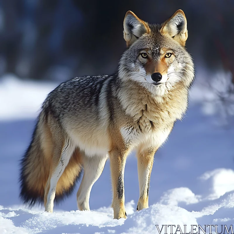 Coyote in Snow AI Image