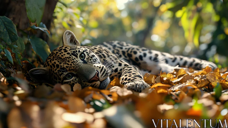 AI ART Leopard in the Autumn Foliage