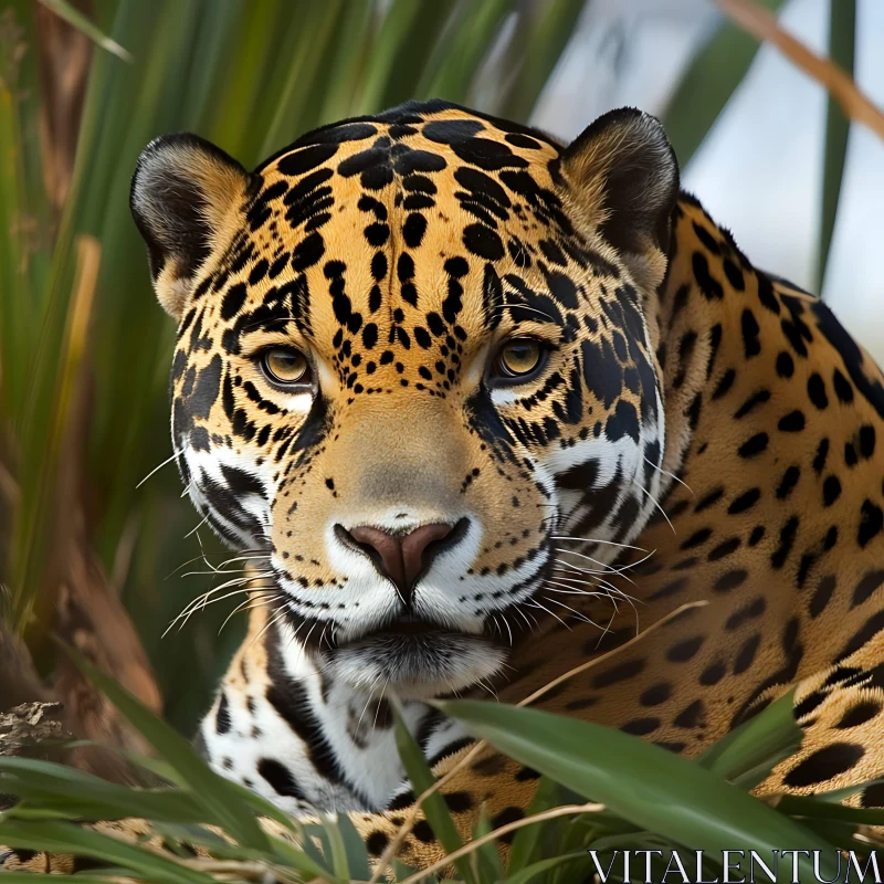 Close-Up of a Jaguar's Face AI Image