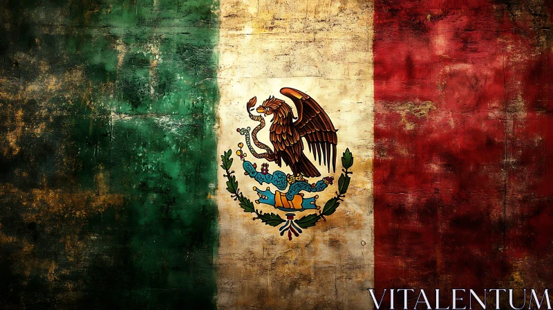 AI ART Grunge Style Mexican National Flag