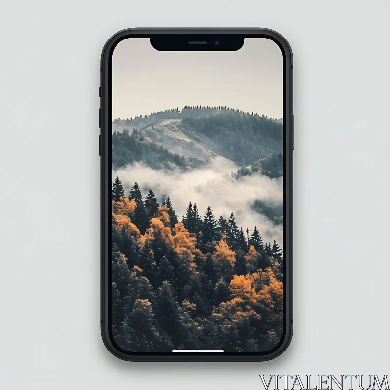 Tranquil Mountainous Forest in the Fall AI Image