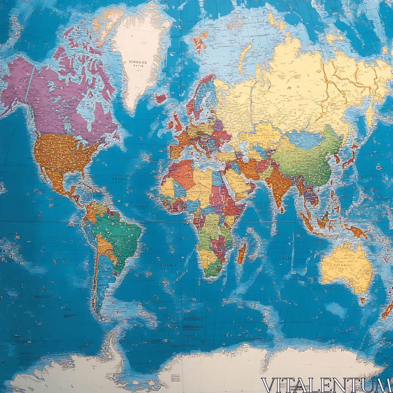 Colorful Continents World Map AI Image