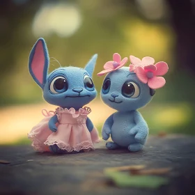 Charming Cartoon Friends in Bloom