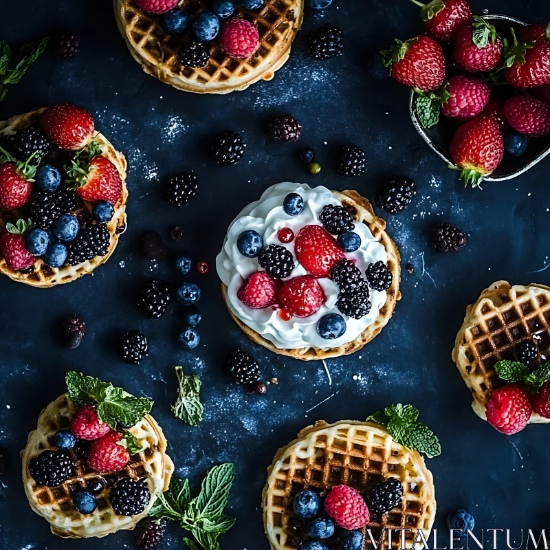 Waffles with Berries and Cream AI Image