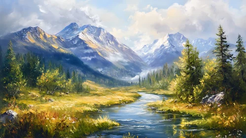 Scenic Mountain River Art Print