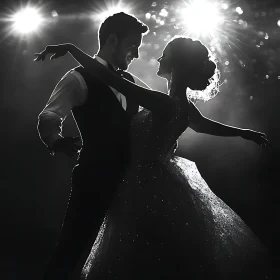 Silhouetted Couple Dancing at Wedding