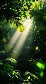 Sun Rays in Tropical Forest