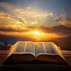 Golden Scripture: Sunset and Text