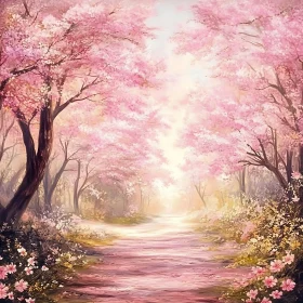 Serene Cherry Blossom Forest