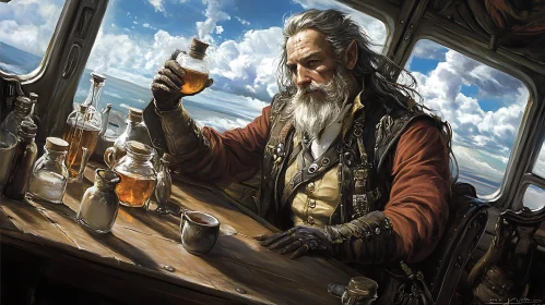 Airship Alchemist with Potion in Hand
