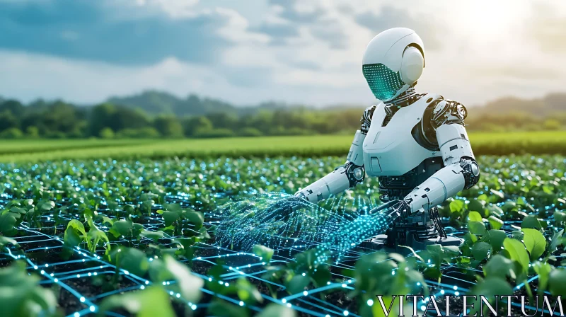 Agricultural Robot in Field AI Image