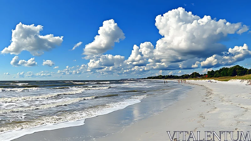 Seascape with White Sand Beach and Clouds AI Image