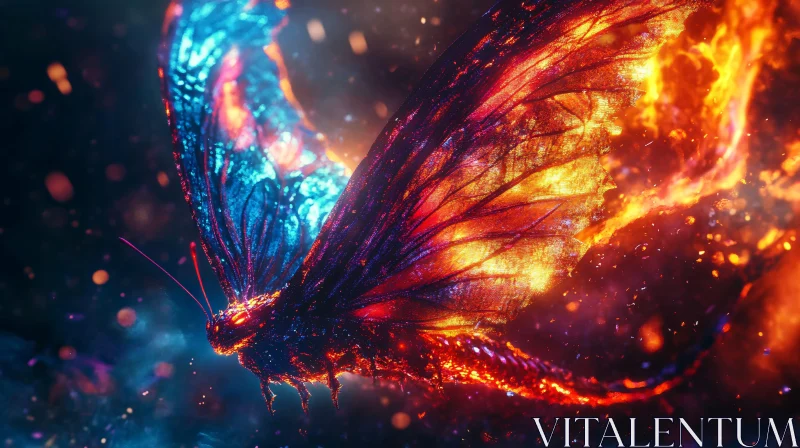 Butterfly with Wings of Fire and Ice AI Image