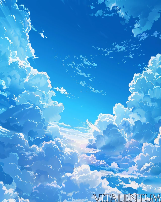 AI ART Beautiful Daytime Sky with Cumulus Clouds