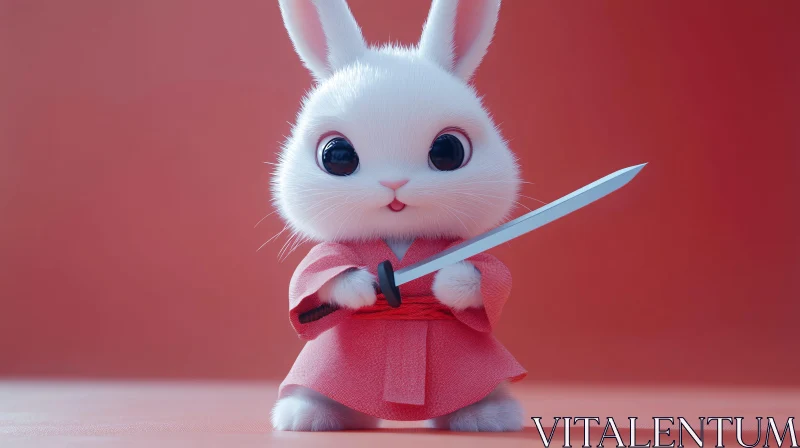 Fluffy Rabbit with Katana AI Image