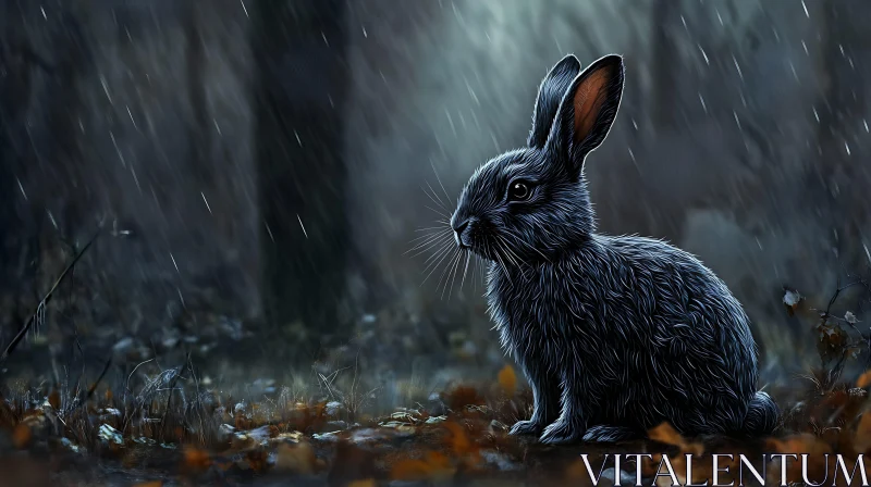 Rabbit in the Rain AI Image