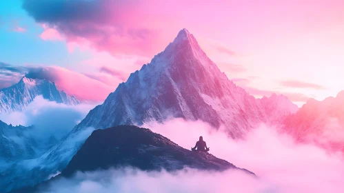 Meditative Silhouette in Mountain Landscape