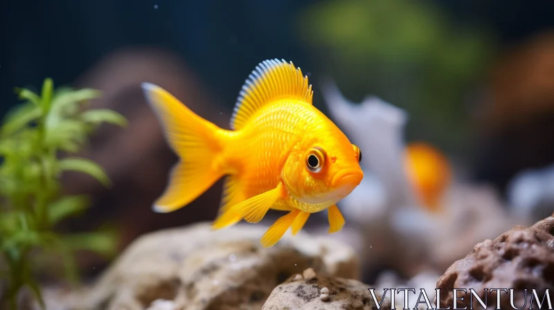 Golden Fish in Aquarium - A Captivating Display of Aquatic Life AI Image