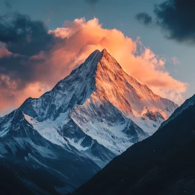 Mountain Sunset: A Snowy Peak