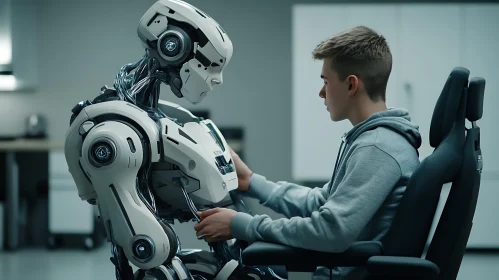 Man and Robot Encounter