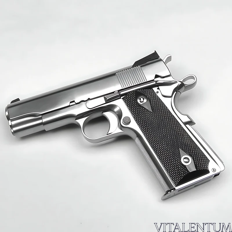 Sleek Silver Firearm with Textured Grip AI Image