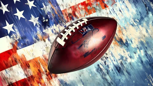 American Football with Abstract U.S. Flag