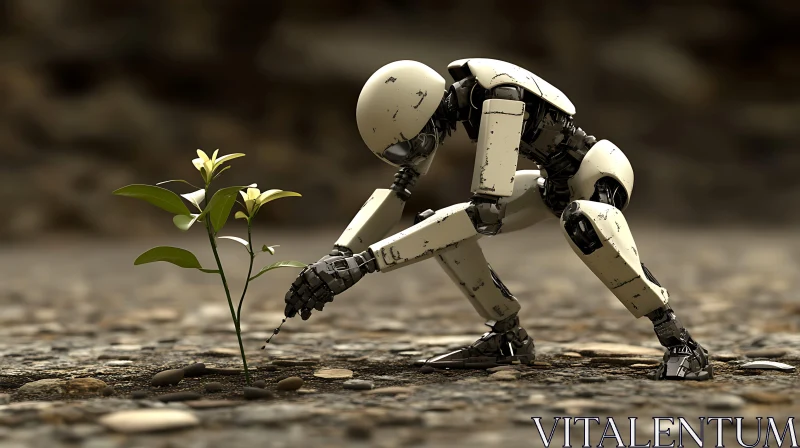 AI ART Robot Nurturing Seedling