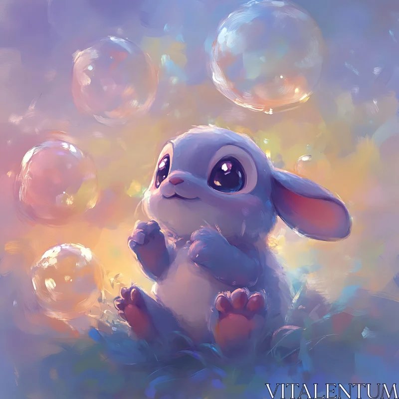 AI ART Pastel Bunny in a Bubble Dream