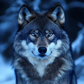 Wolf Portrait with Intense Gaze