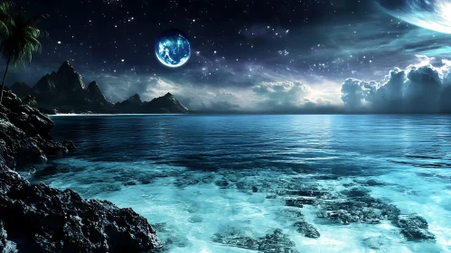 Tranquil Seascape Under Starry Night