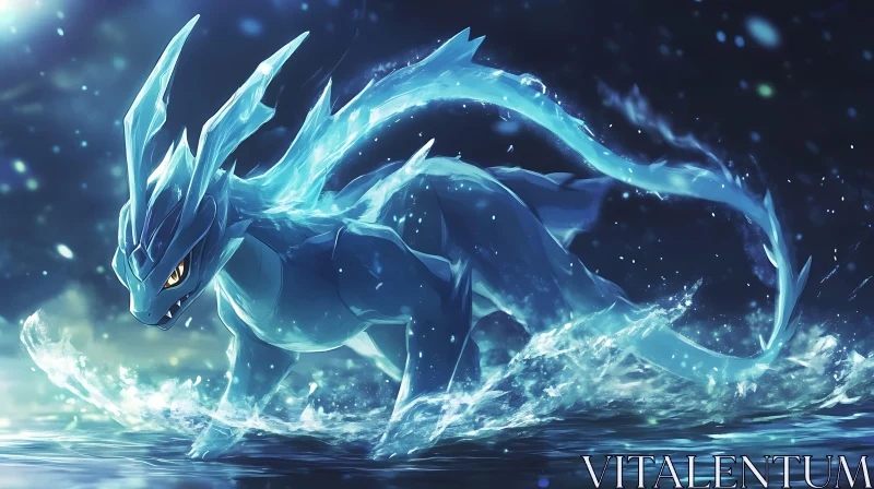 AI ART Mythical Dragon Emerging from Water