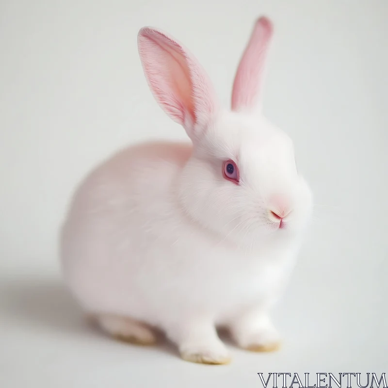 Albino Rabbit Portrait on White Background AI Image