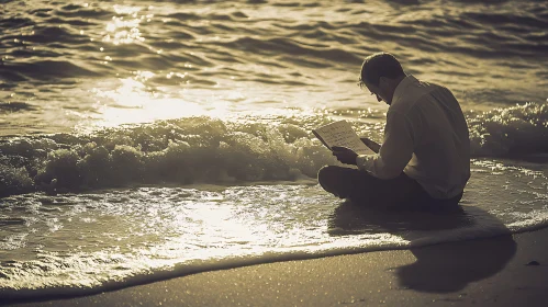 Man Reading by the Sea