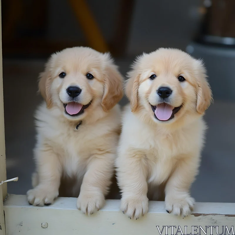 Charming Golden Retriever Pups AI Image