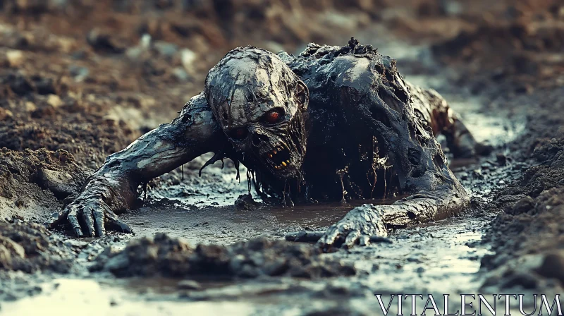 Undead Creature in Muddy Terrain AI Image