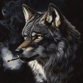 Wolf with Cigarette - A Study in Contrast