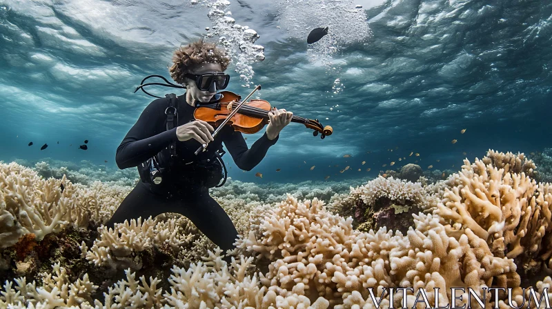 Submerged Symphony: Music Beneath the Waves AI Image