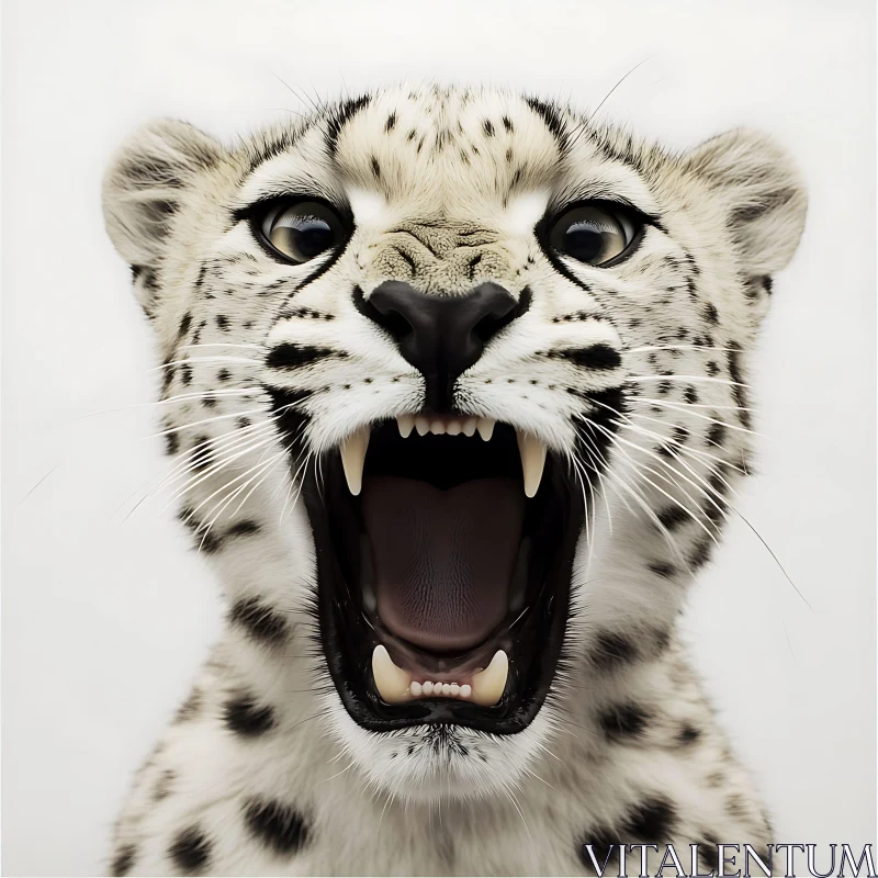 Close-Up of an Aggressive Leopard AI Image