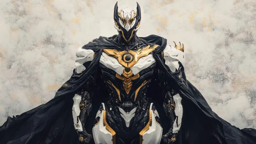 Intricate Cyborg with White and Gold Armor