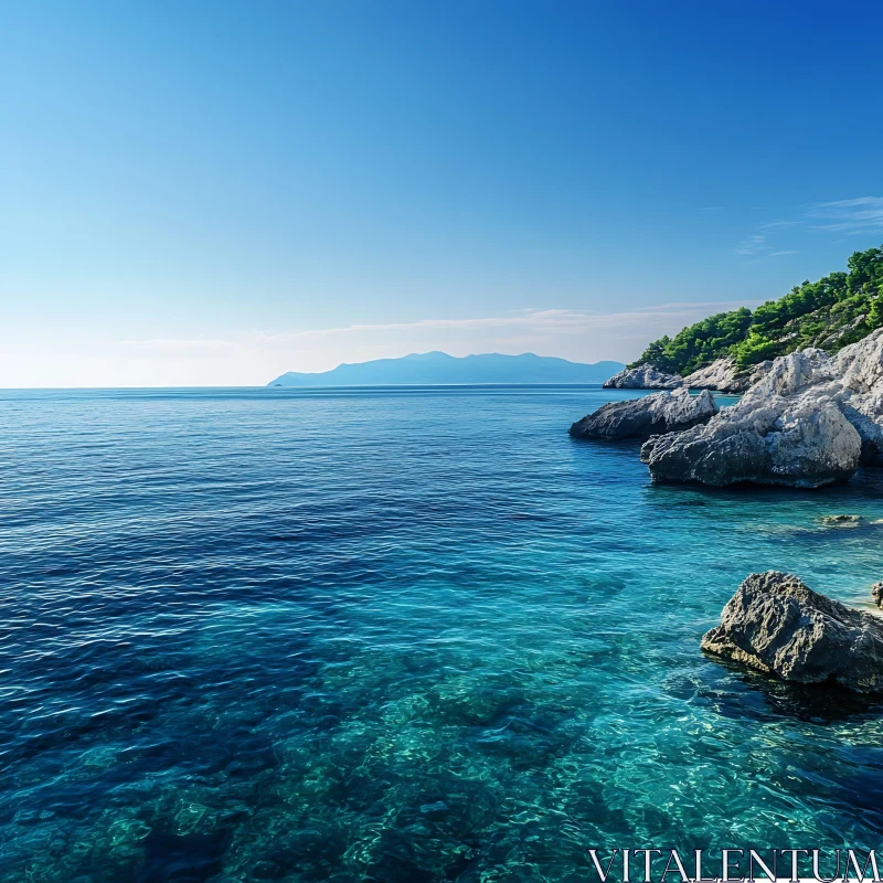 Peaceful Seascape with Turquoise Waters AI Image