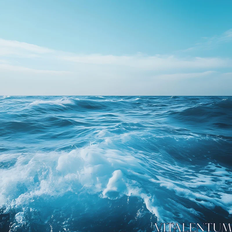 Calming Blue Sea with Gentle Waves AI Image