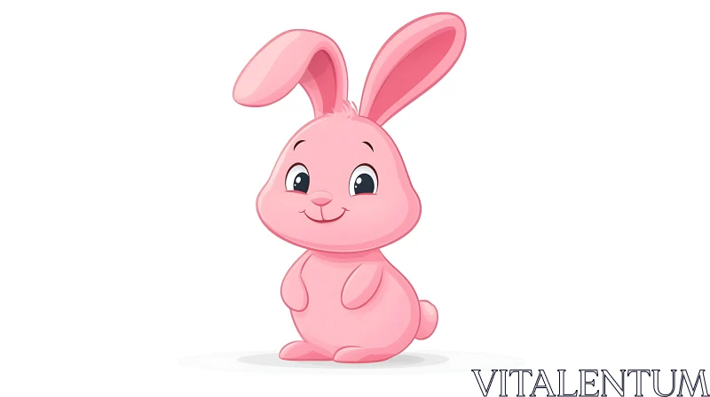 Adorable Pink Rabbit Character Design AI Image