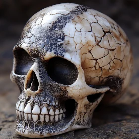 Aged Skull with Cracks and Textures