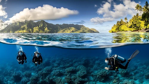 Underwater Exploration: Scuba Divers and Coral Reefs