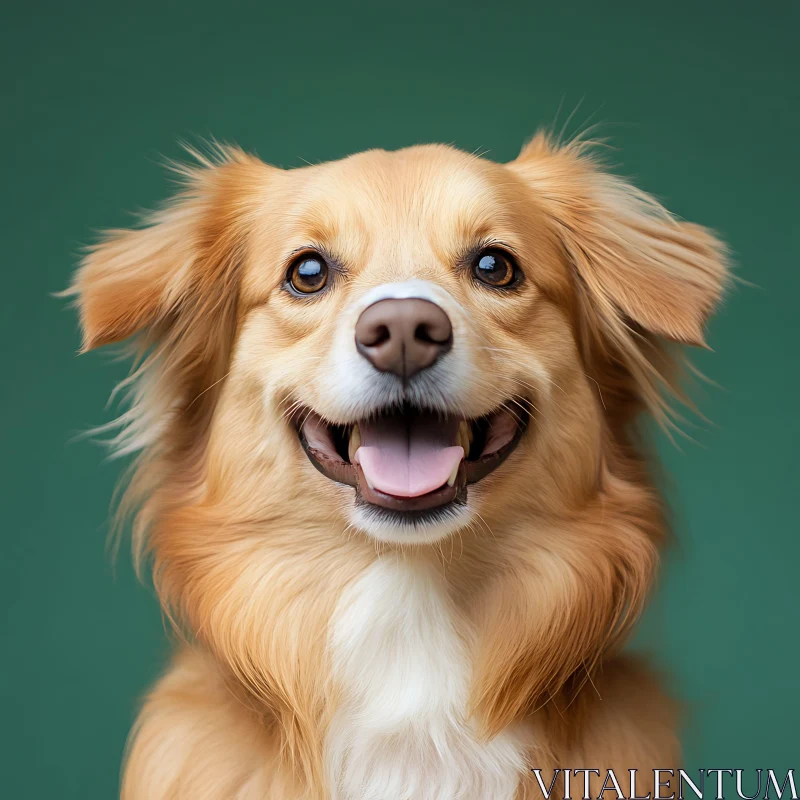 AI ART Happy Golden Dog Portrait